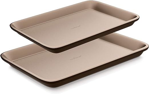 Nutrichef Nonstick Cookie Sheet Pan | 2pc Large and Med Metal Baking Tray Professional Quality Ki... | Amazon (US)