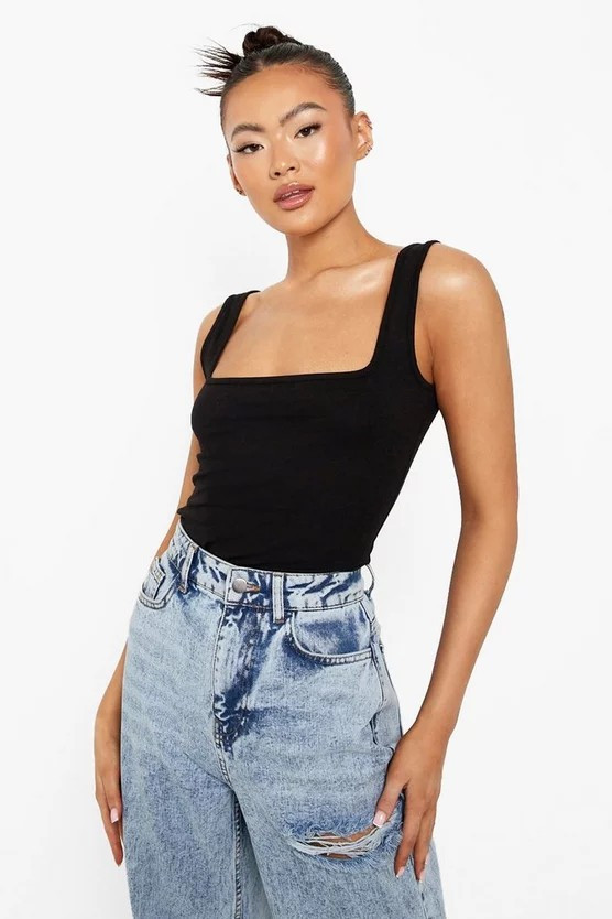 Basic Square Neck Wide Strap Tank Top | Boohoo.com (US & CA)