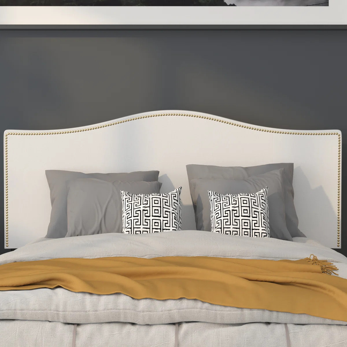 Fitzsimmons Arched Upholstered Headboard with Accent Nail Trim | Wayfair North America