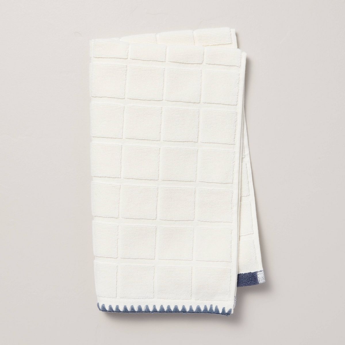 Grid Weave Terry Bath Towel Cream/Blue - Hearth & Hand™ with Magnolia | Target