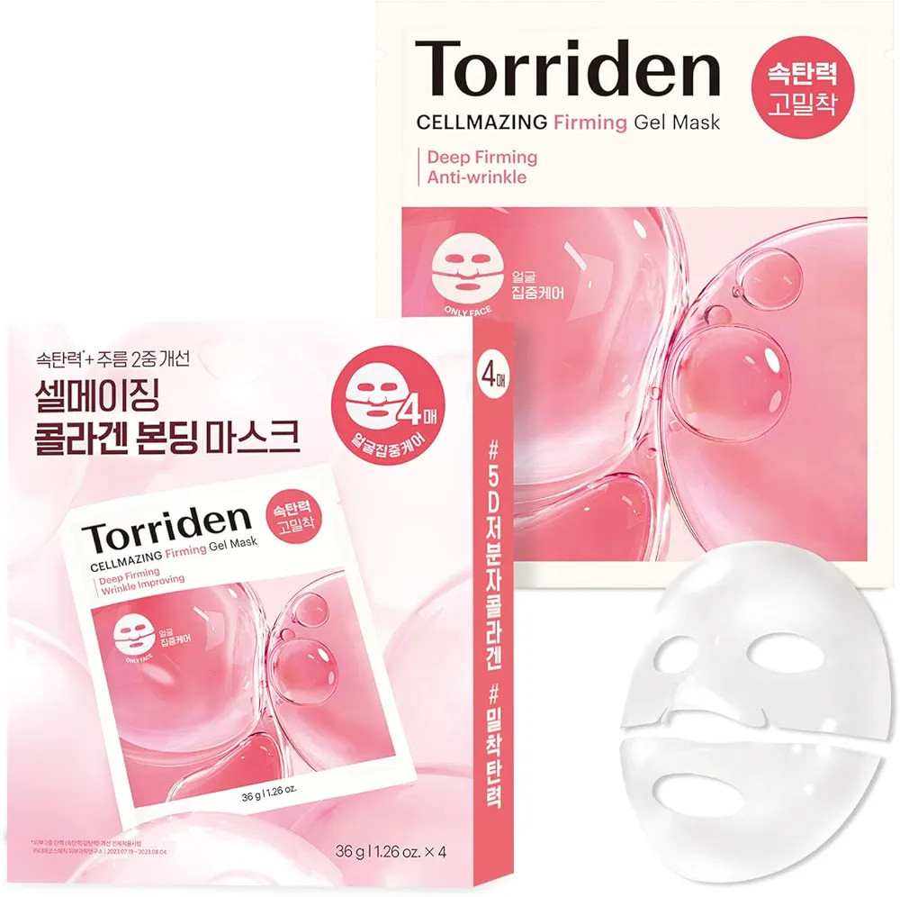 Torriden CELLMAZING Collagen Firming Gel Sheet Mask for Face Only (4 Pack) | Smoother, Firmer-Loo... | Amazon (US)