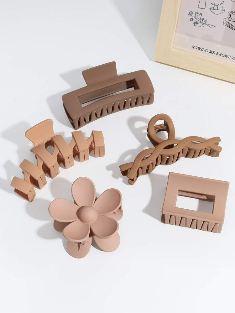 5pcs Rectangle & Flower Design Hair Claw | SHEIN