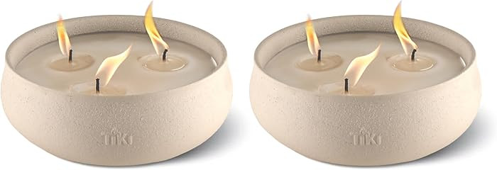 TIKI Citronella Candle 2-Pack – 7-Inch White Wax Bowl with Concrete Finish – Outdoor Decorati... | Amazon (US)
