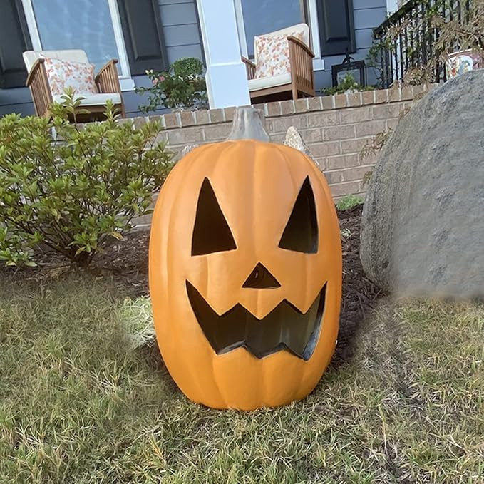 Lighted Pumpkin Lamp, 16inch Waterproof Jack O Lantern Prelit Large Artificial Pumpkin with Scary... | Amazon (US)