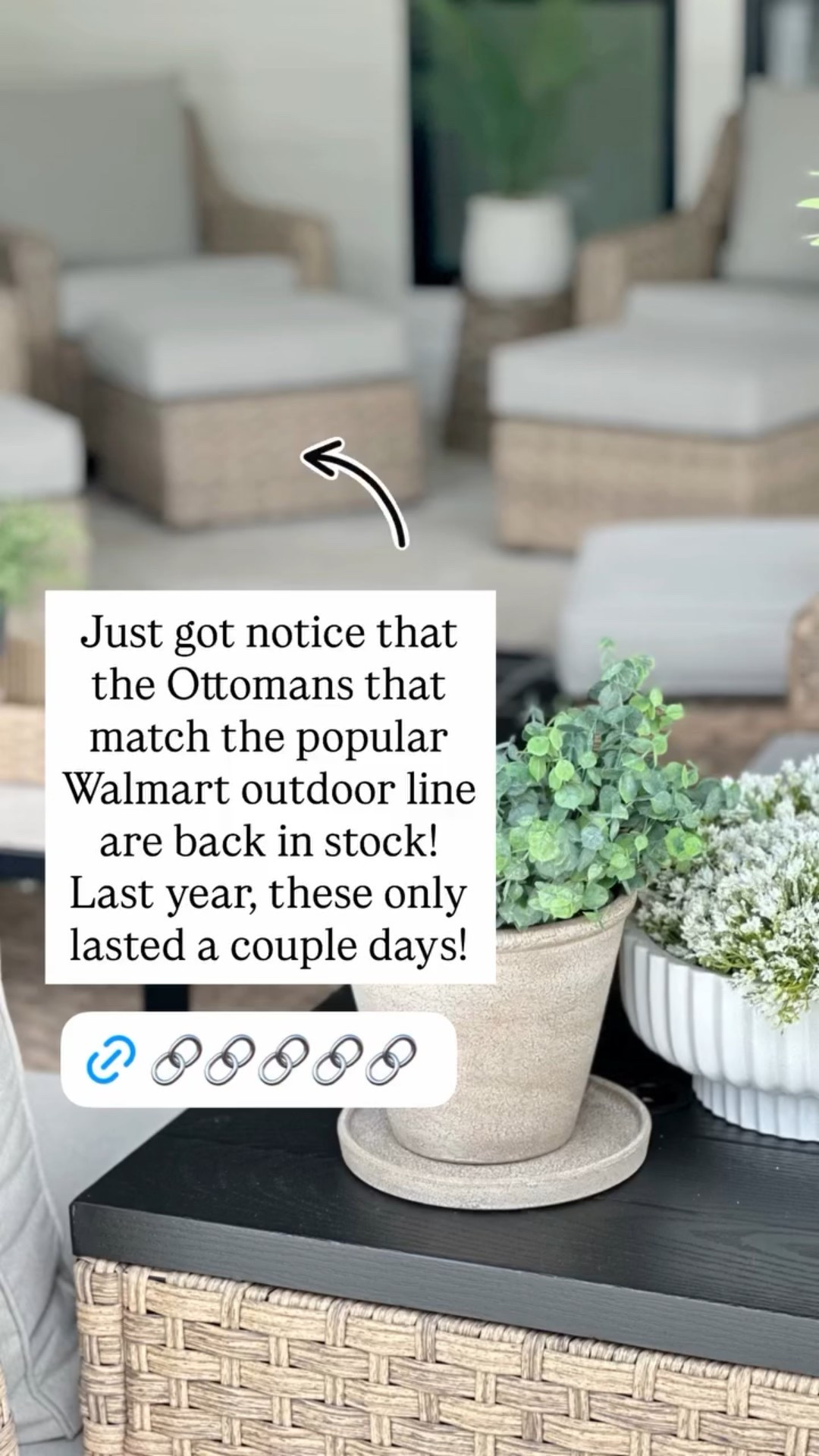 Just got notice that the Ottomans that match the popular Walmart outdoor line are back in stock! Last year, these only lasted a couple days!