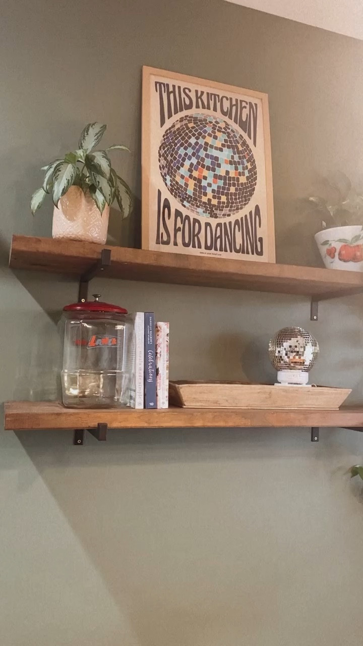 This kitchen art + disco ball diffuser is everything! 
:
Also linked similar shelves and wood tray 

#LTKstyletip #LTKhome #LTKVideo