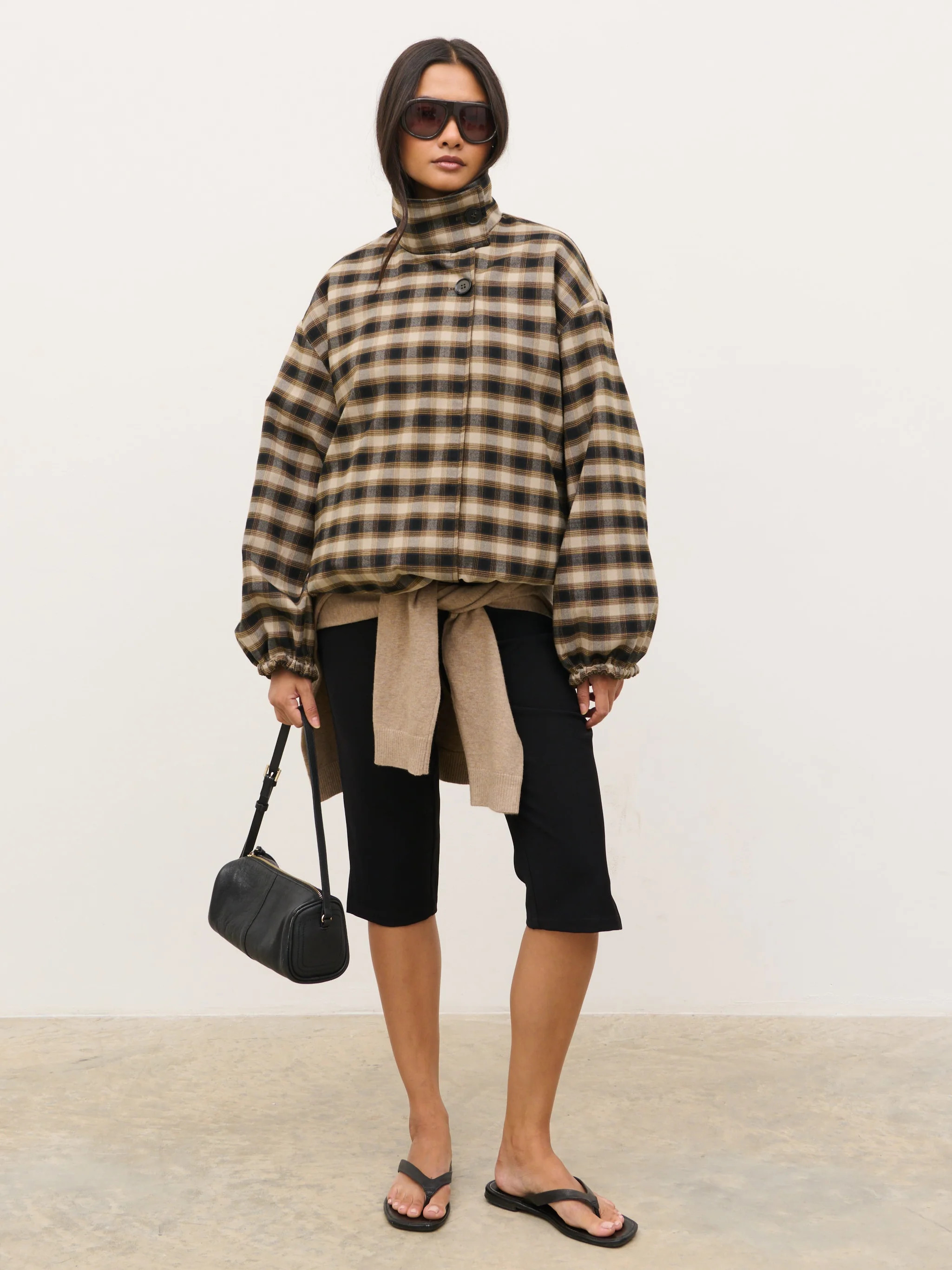 Katie Funnel Neck Short Trench - Camel | Pretty Lavish (UK)