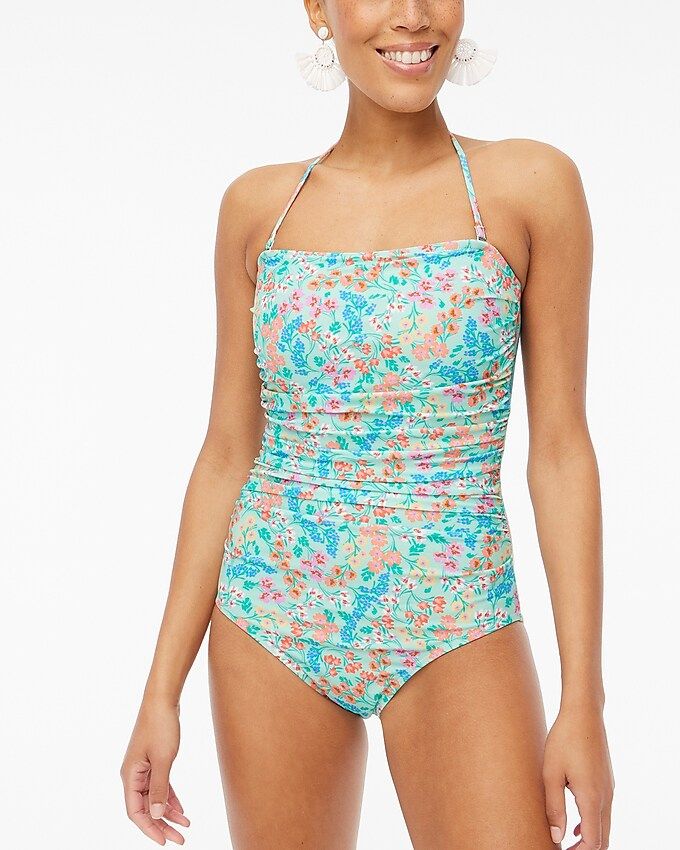 Floral strapless one-piece swimsuit | J.Crew Factory