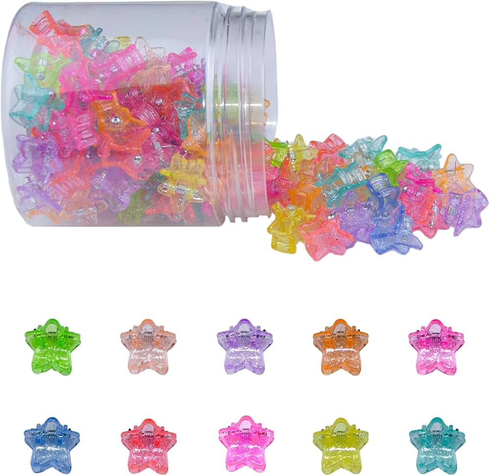 100Pcs Multicolor Transparent Mini Hair Clips,Tiny Claw Clips,Cute Jaw Clips, Hair Pins, Barrette... | Amazon (US)