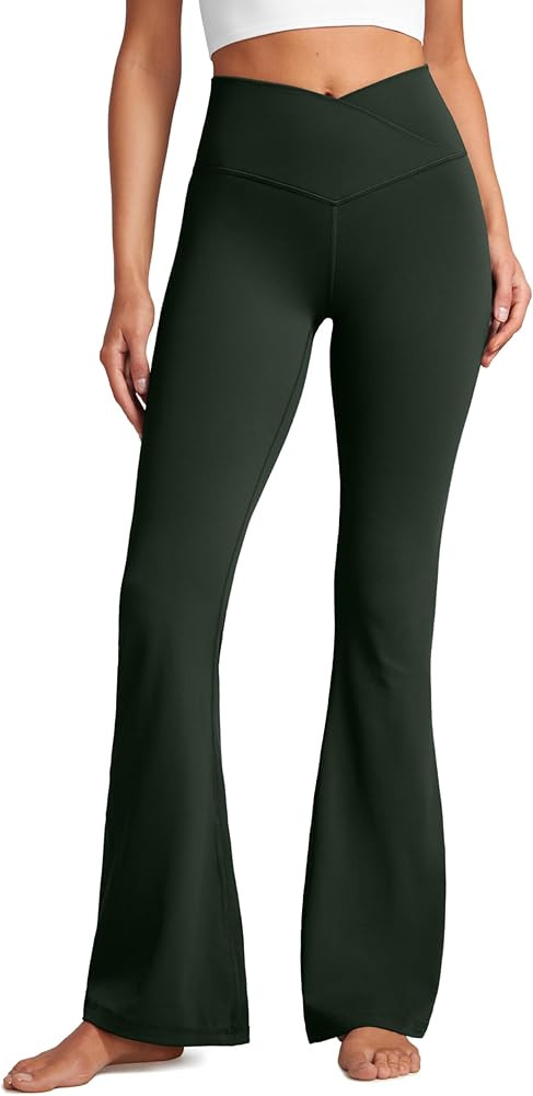 CRZ YOGA Butterluxe Crossover Flare Leggings 29''/31''/33" - High Waist V Cross Bootcut Bell Bott... | Amazon (US)