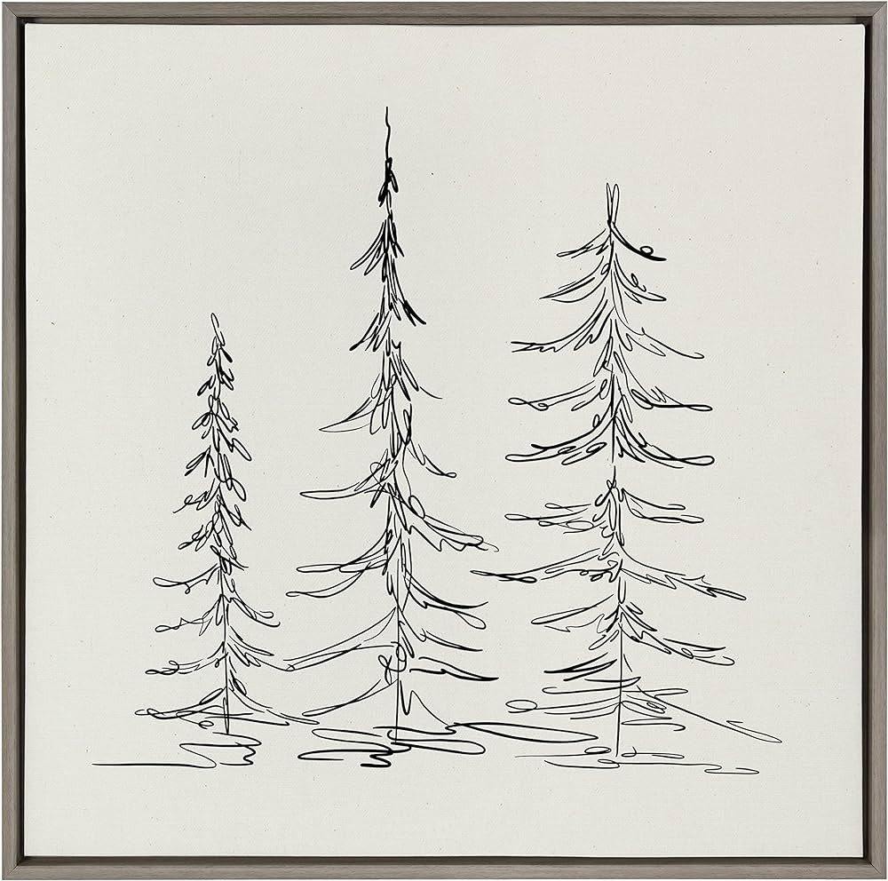 Kate and Laurel Sylvie Minimalist Evergreen Trees Sketch Framed Canvas Wall Art by The Creative B... | Amazon (US)