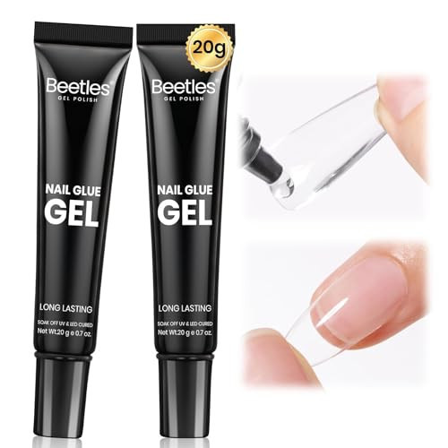 Beetles 2Pcs*20g Solid Nail Glue Gel, Tipex Soft Nail Tips Glue Super Strong for Acrylic Nails Extension Fake Nails Press On Nails, Christmas Nail Art, U V Light Required | Amazon (US)