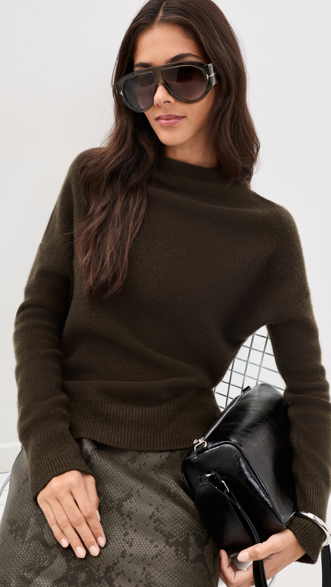 Vince Boiled Cashmere Funnel Neck Pullover pinewood M | Shopbop
