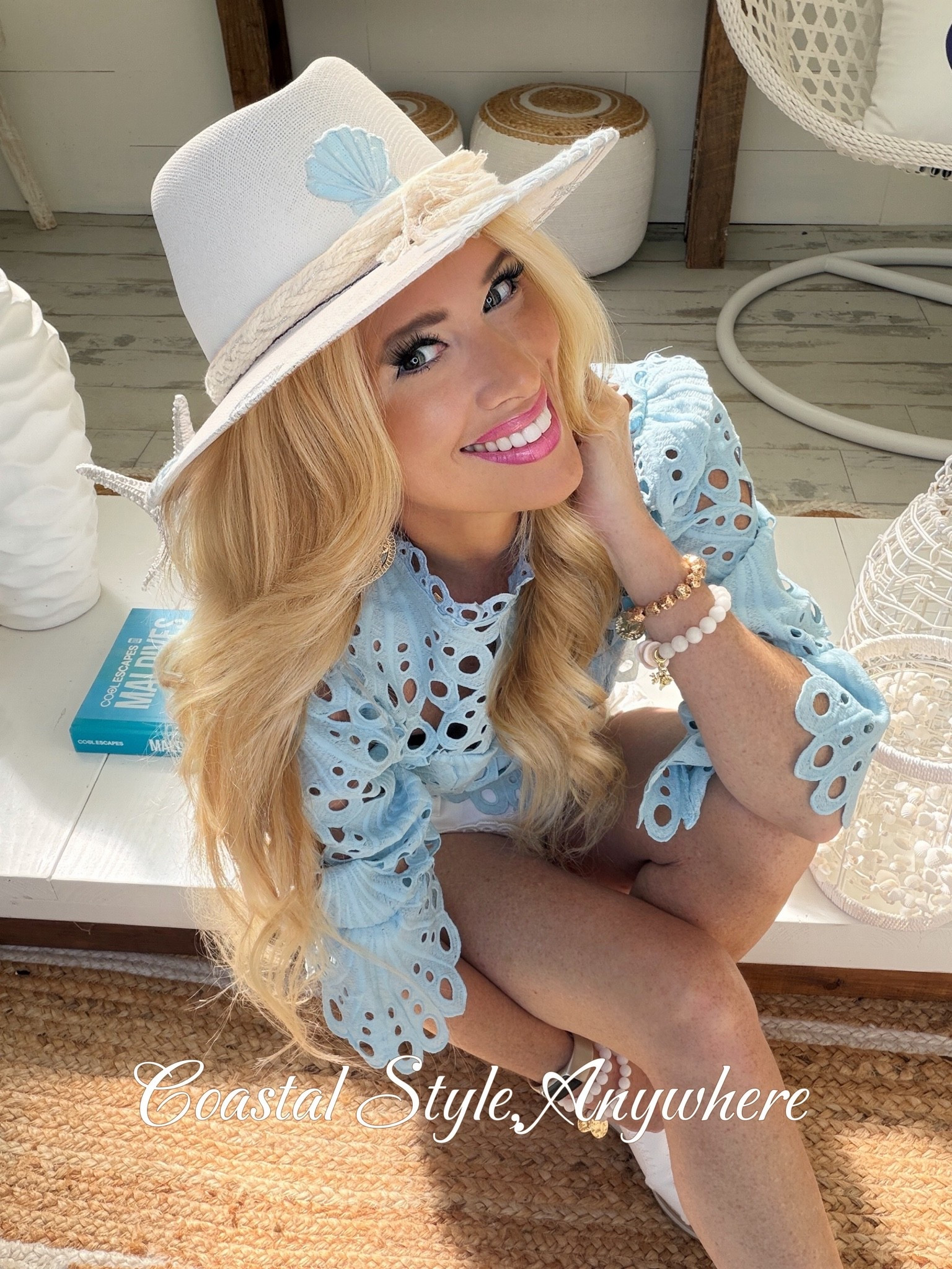 This hat instantly makes everything feel a little more coastal. 🐚🤍For my top use code KarenL35 

I styled this beautiful seashell hat from @_campelle with soft blues, beachy textures, and my pink beach cruiser for an effortless summer look that feels polished but still relaxed.

It’s one of those accessories that instantly elevates even the simplest outfit, and the seashell detail makes it feel extra special.

Would you wear this for a beach day, brunch, or a summer getaway? 🌊☀️

#Campelle #SummerStyle #CoastalStyle #BeachHat #ResortStyle #VacationOutfit #BeachyVibes #SummerFashion #StrawHat #OOTD #StyleInspiration #BeachCruiser #KarenLaughridge

#LTKdayinmylife #LTKgrwm #LTKootd
