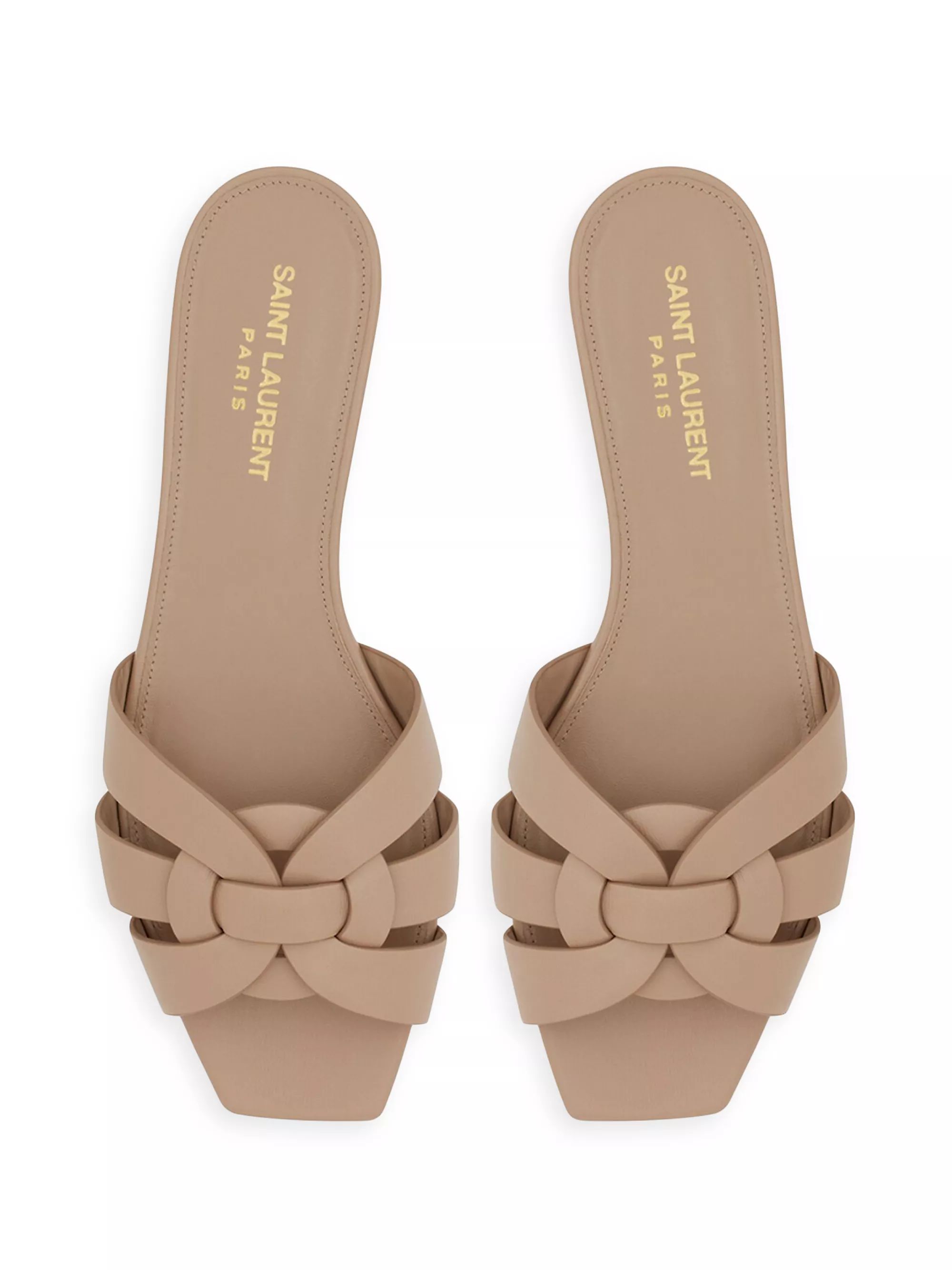 Shop Saint Laurent Tribute Mules In Smooth Leather | Saks Fifth Avenue | Saks Fifth Avenue