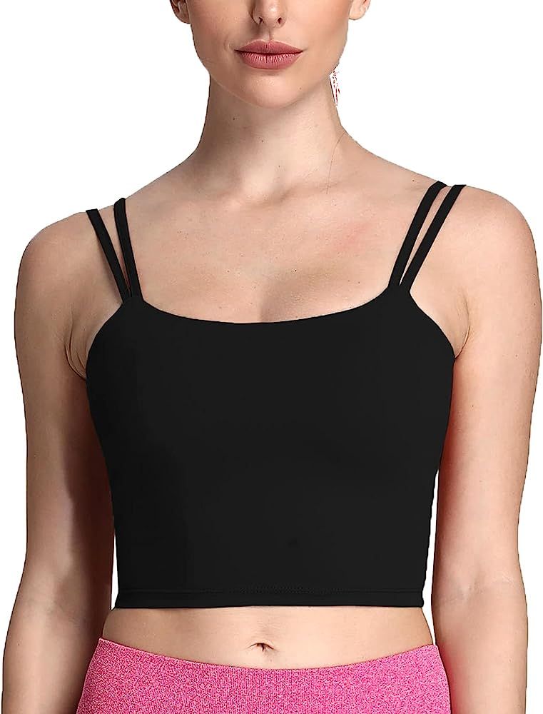 Aoxjox Women's Workout Sports Bras Fitness Padded Backless Yoga Crop Tank Top Twist Back Cami | Amazon (US)