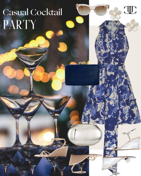 Collared dress, mini dress, cocktail party, wedge heels, clutch, party dress, sunglasses, summer outfit, summer look

#LTKover40 #LTKshoecrush #LTKstyletip