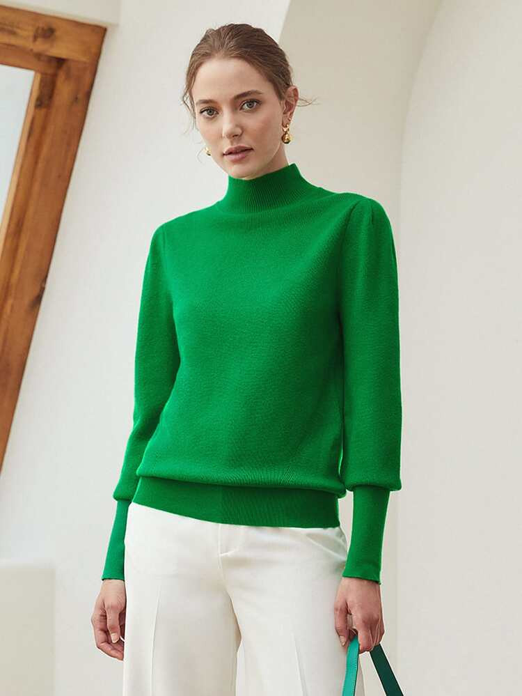 MOTF PREMIUM WOOL-MIX PUFF SLEEVE SWEATER | SHEIN