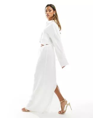 Kaiia linen cropped oversized shirt and maxi skirt set in white | ASOS (Global)