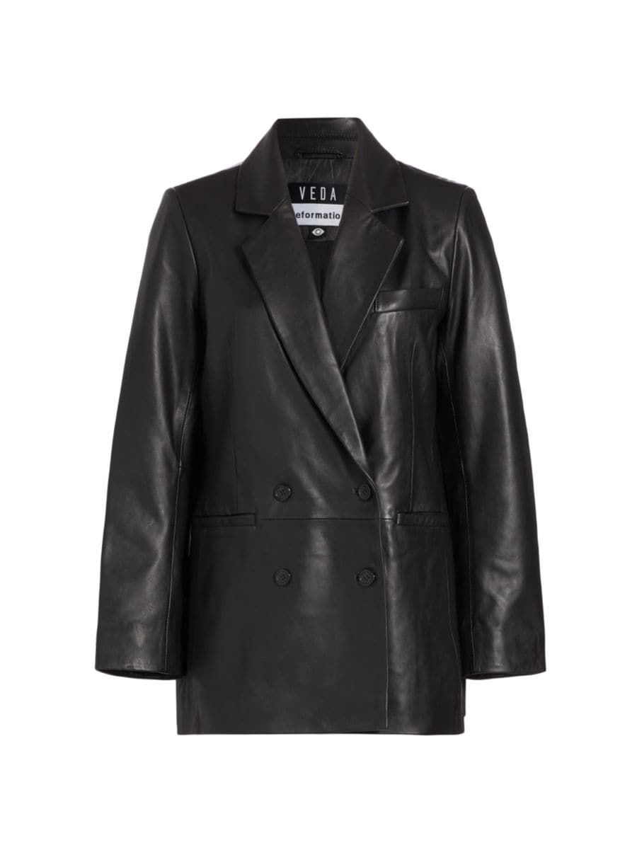 Veda Dalia Relaxed-Fit Leather Blazer | Saks Fifth Avenue