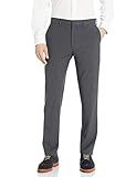 J.M. Haggar Men's Check Glen Plaid 4-Way Stretch Slim Fit Flat Front Dress Pant, Dark Grey, 34 X 32 | Amazon (US)