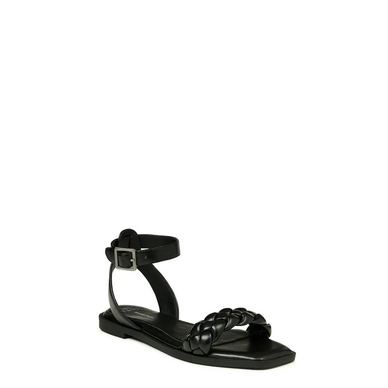 Time and Tru Women's Braided Ankle Strap Sandals - Walmart.com | Walmart (US)