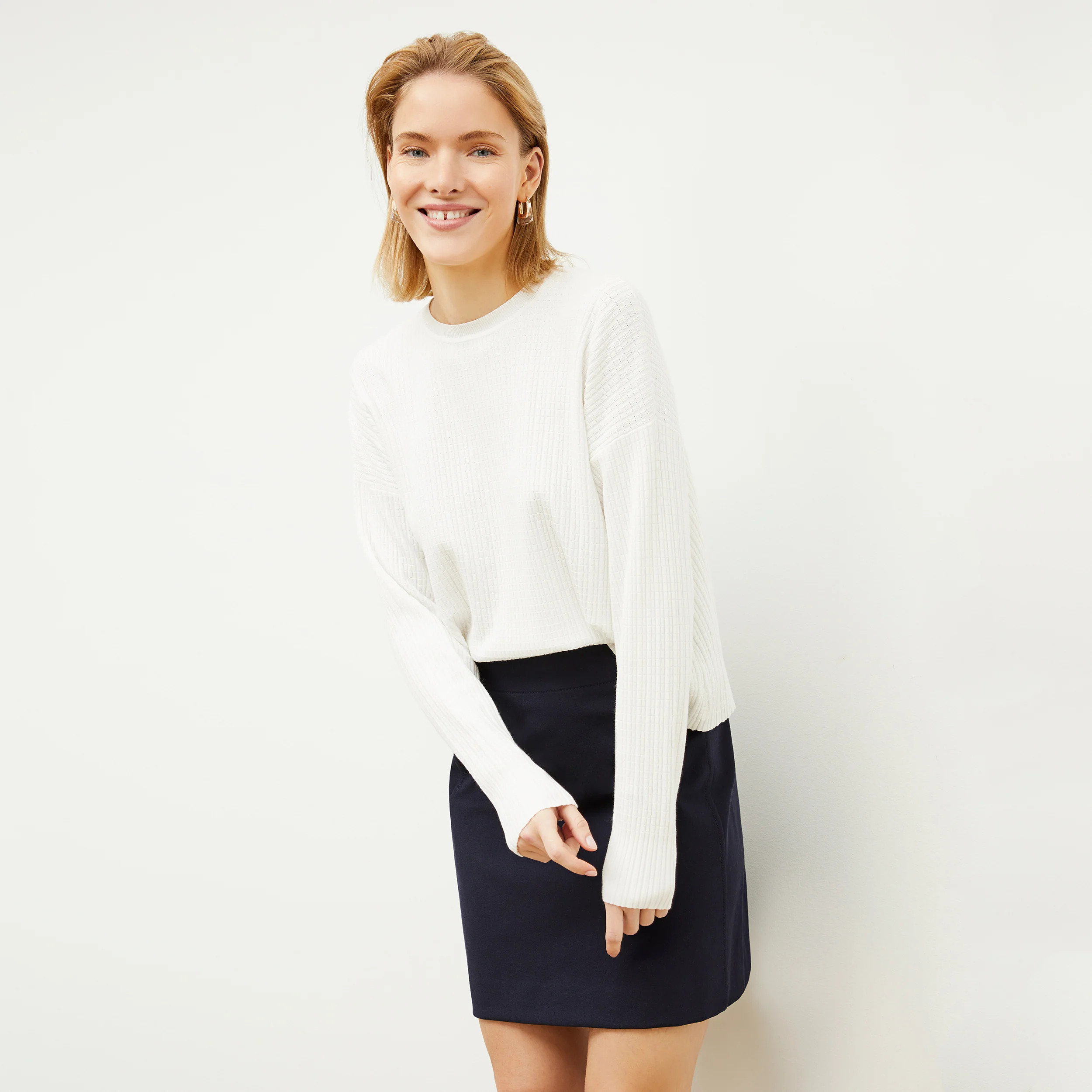 Tyler Sweatshirt - Geo Micro Knit :: Ivory | MM LaFleur