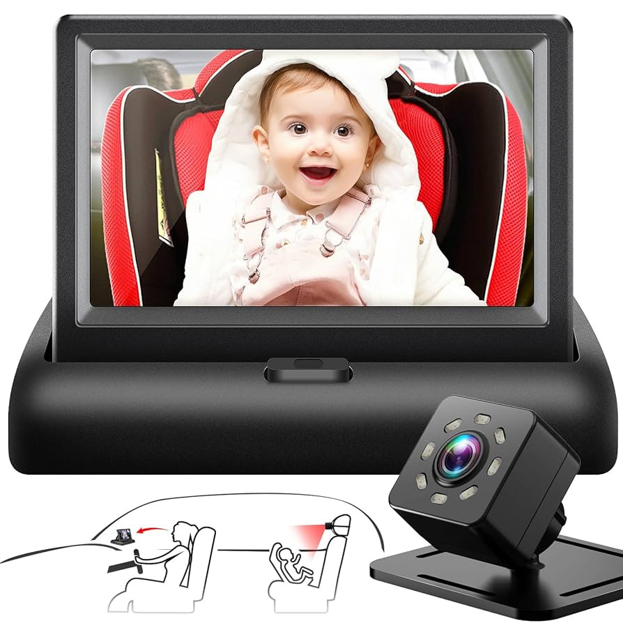 Baby Car Mirror with 4.3'' HD Night Vision Function Display, Safety Car Seat Camera with Wide Cry... | Amazon (US)