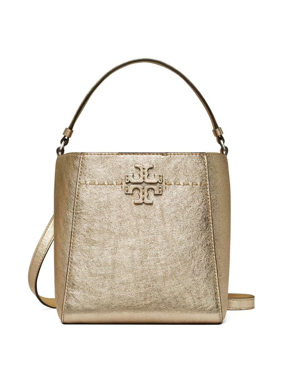 Tory Burch McGraw Metallic Leather Bucket Bag | Saks Fifth Avenue | Saks Fifth Avenue