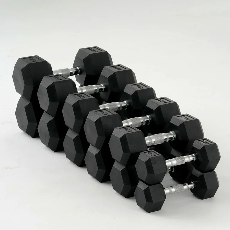 Mikolo Rubber Hex Dumbbell Set, Option in 350lbs, Strength Training Weight Set Home Gym | Walmart (US)