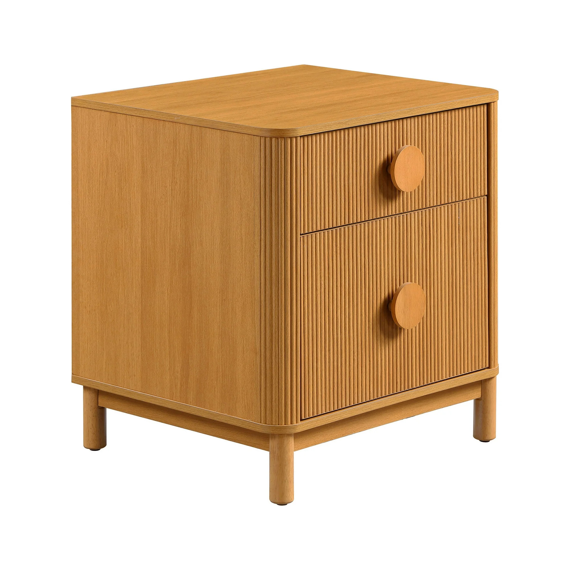 Beautiful 2-Drawer Fluted Nightstand with Teched Away by Drew Barrymore, Warm Honey Finish, Adult... | Walmart (US)