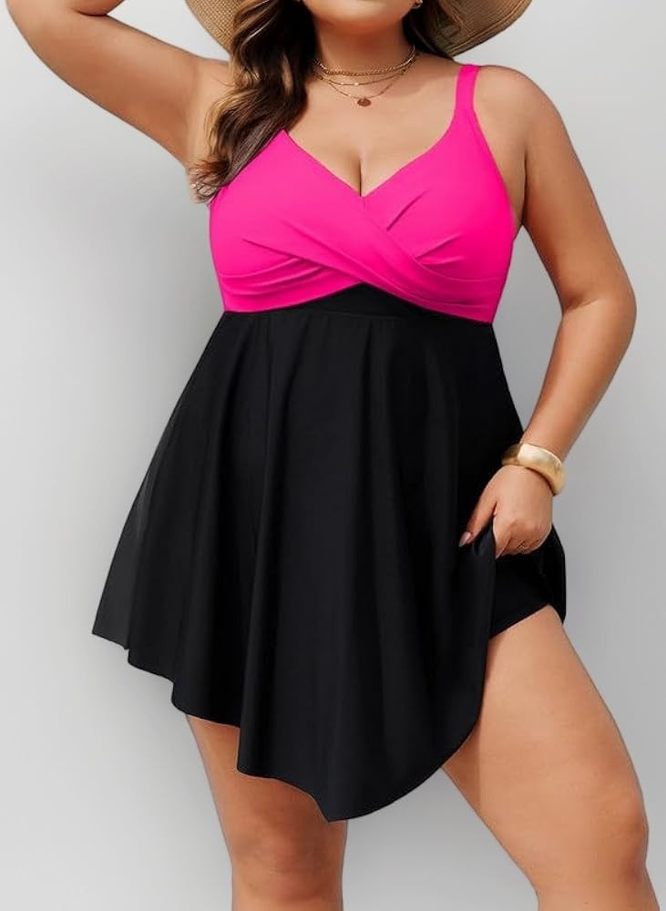 Hanna Nikole Badeanzug Damen Große Größen Bauchweg Badekleid Push Up Bademode Einteiler Strand... | Amazon (DE)