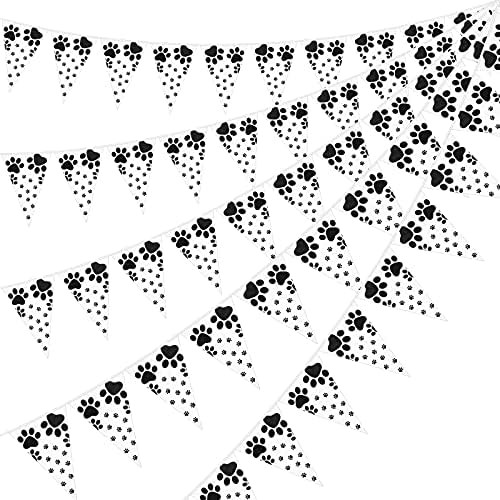 5 Pieces Dog Paw Prints Pennant Banners Dog Paw Prints Bunting Banner Happy Birthday Banner Hangi... | Amazon (US)