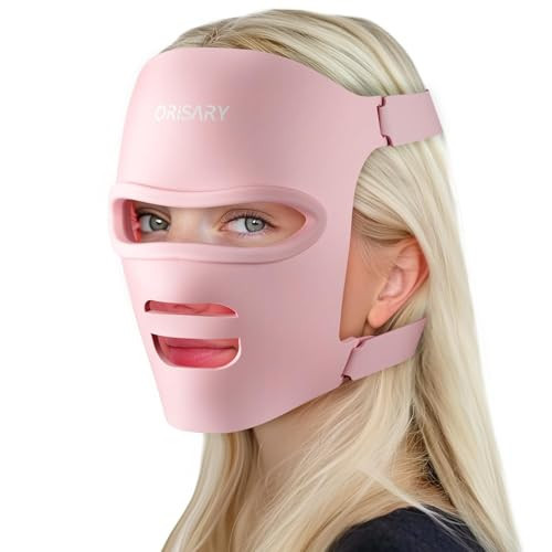 Orisary Red Light Therapy Mask for Face, Silicone Led Face Mask Light Therapy with 4 Different Wavelength, Infrared Light Therapy Mask for Reduced Wrinkles Skincare at Home and Travel (Pink) | Amazon (US)