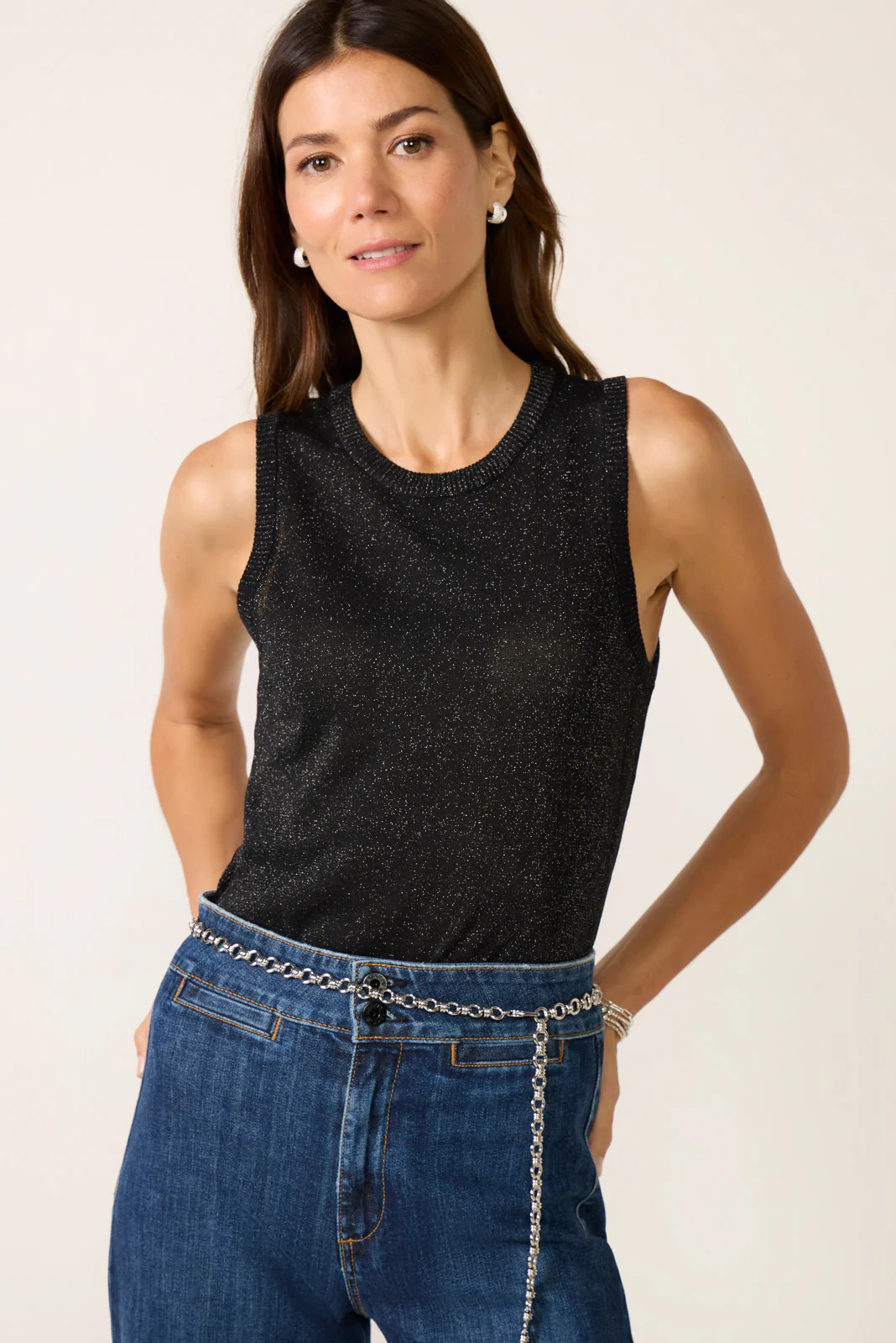 Casey Sheer Cable Metallic Tank | Evereve