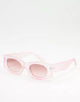 ASOS DESIGN square sunglasses in pink with light pink lens | ASOS (Global)