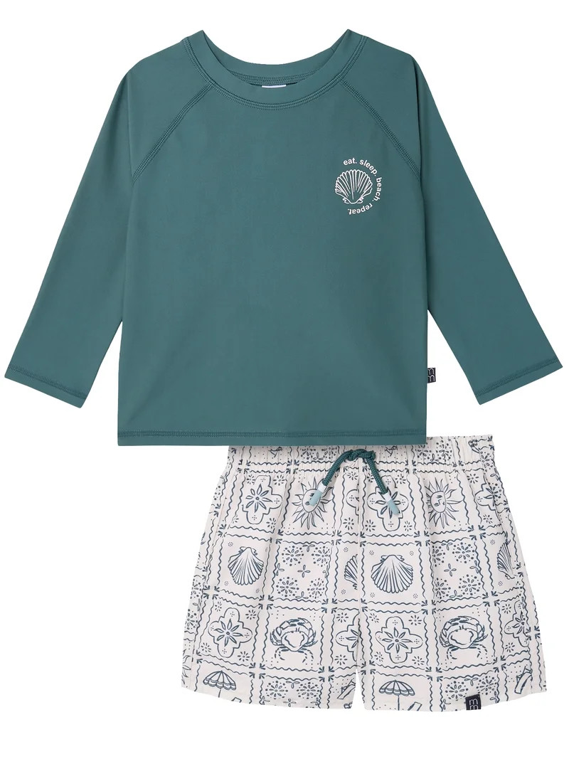 Modern Moments by Gerber Baby and Toddler Boy Long- Sleeve Rash Guard and Trunk Set, 2-Piece, Siz... | Walmart (US)