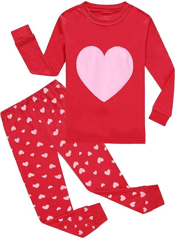 Little Girls Pajamas Long Sleeve Unicorn Pajama 100% Cotton Toddler Kids 2 Pcs Pjs Sets Cute Cat Sle | Amazon (US)