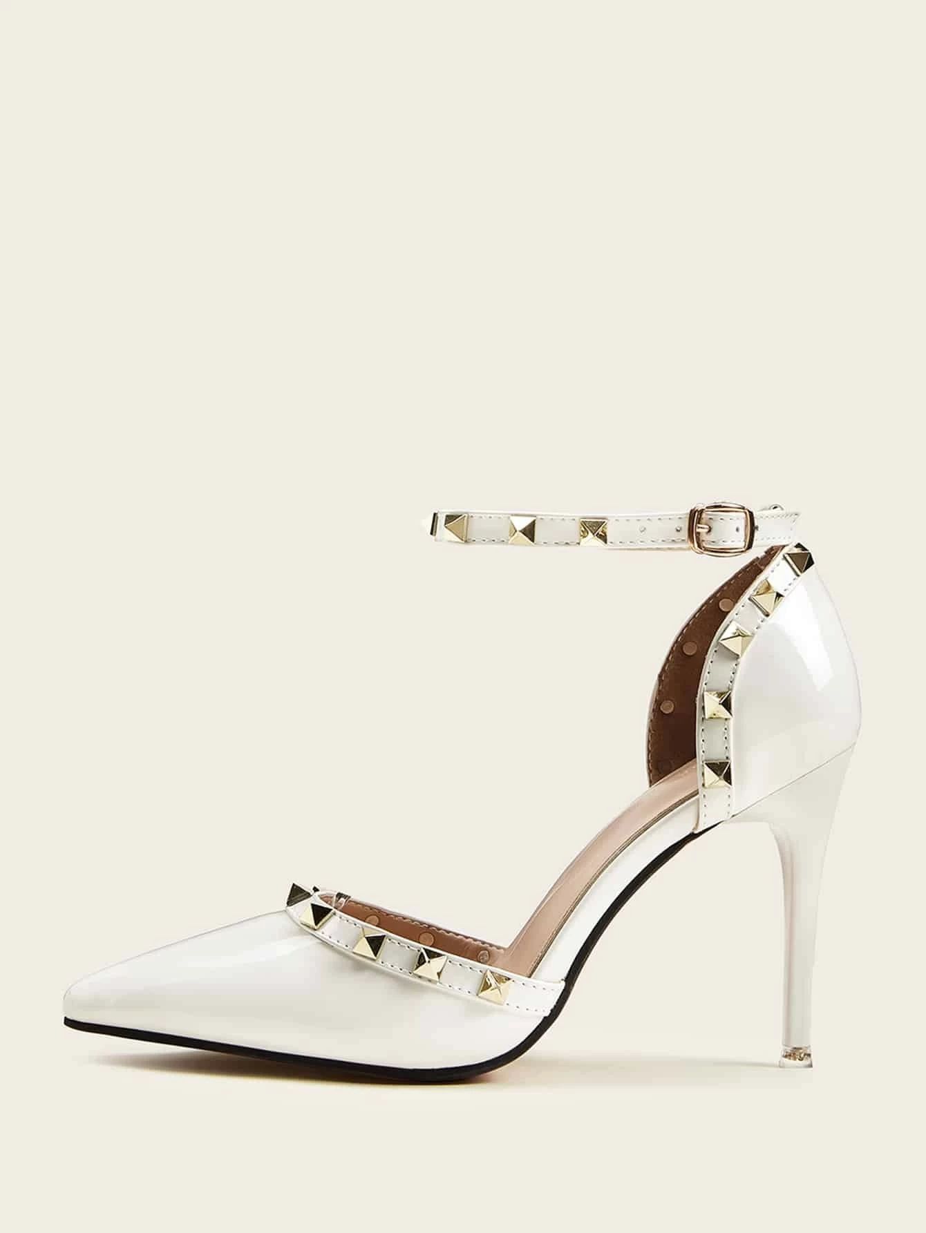 Studded Decor Ankle Strap Heels | SHEIN