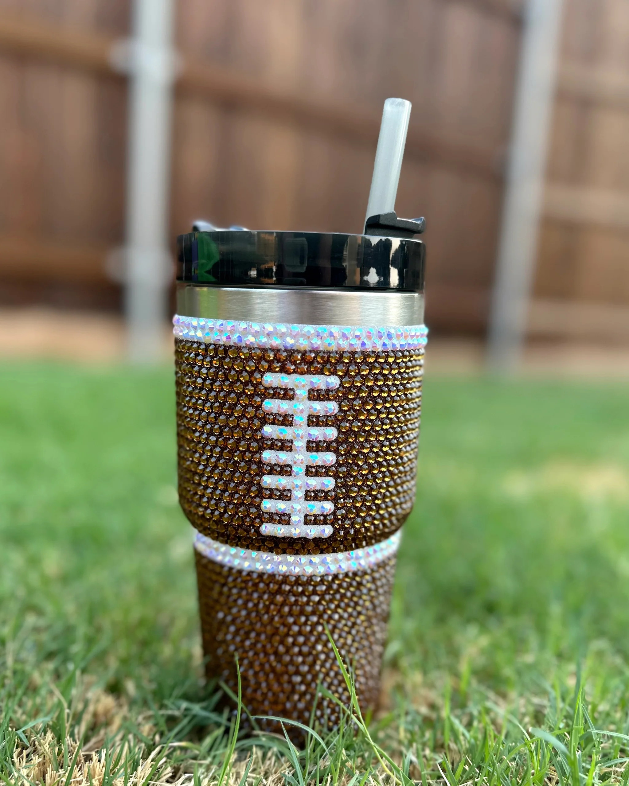 20 Oz. Crystal Football "Blinged Out" Tumbler | Live Love Gameday®