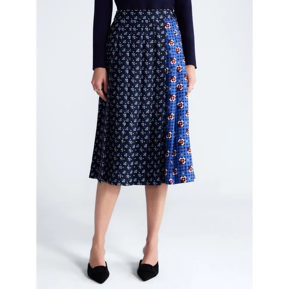 Free Assembly Women’s and Women’s Plus Pleated Tab Waist Midi Skirt, Sizes 0-28W | Walmart (US)