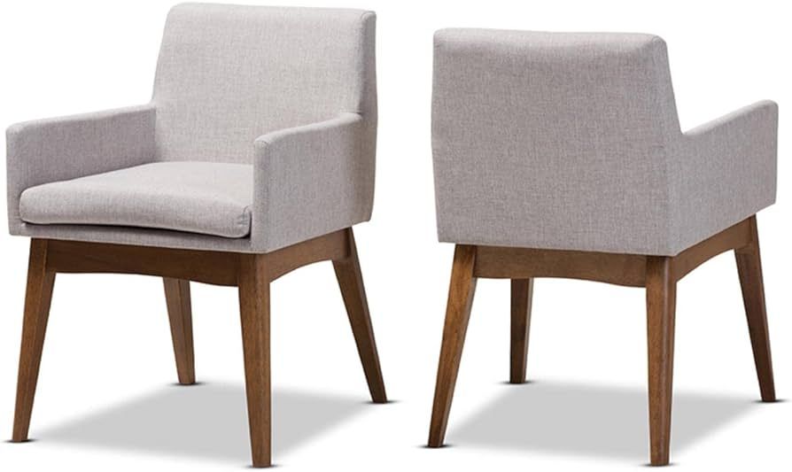 Baxton Studio Nexus Mid-Century Modern Walnut Wood Finishing Greyish Beige Fabric Dining Armchair | Amazon (US)