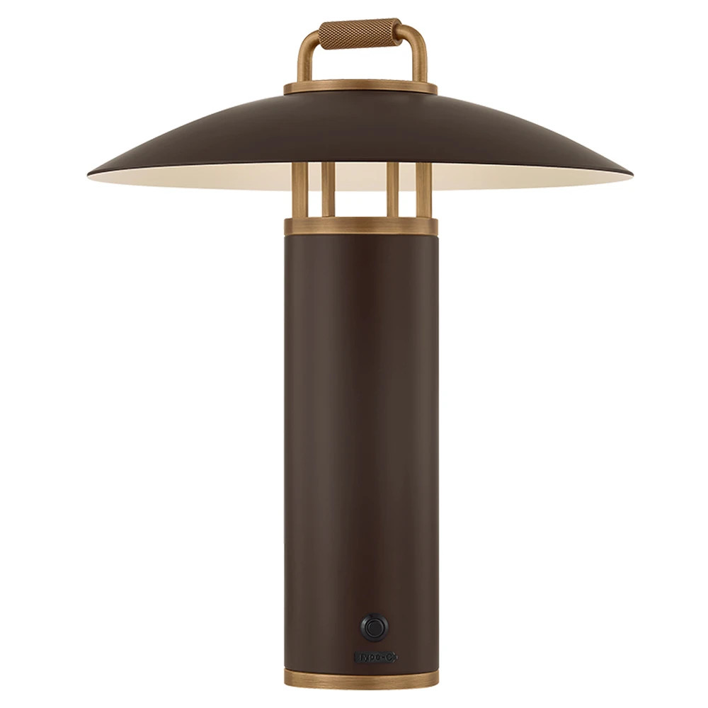 Haverford Modern Bronze Aluminum Rechargeable Outdoor Table Lamp | Kathy Kuo Home