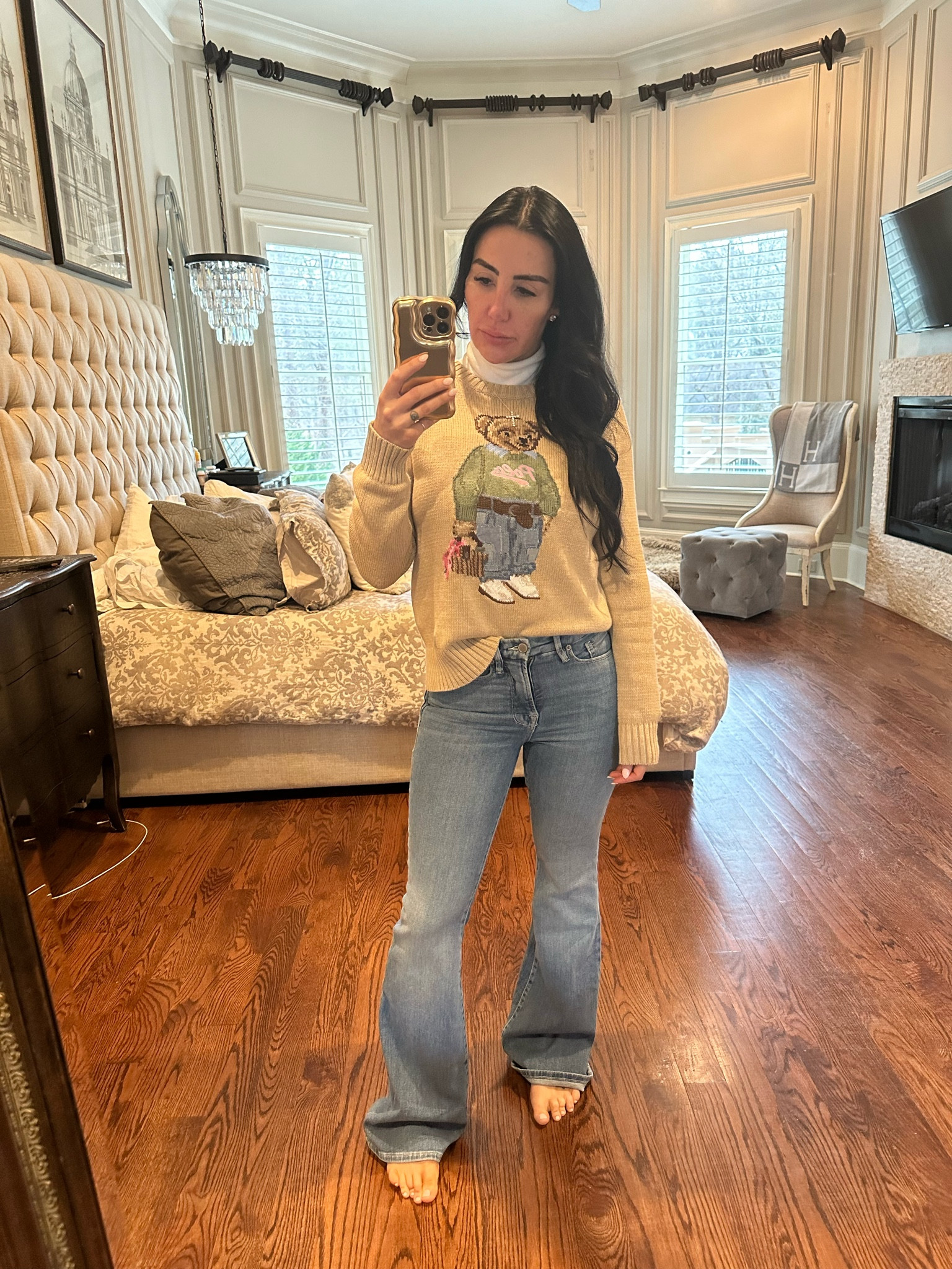 She’s giving Mom today. 😂 
🏷️Mom Outfit Sweater Teddy Bear Ralph Lauren

#LTKstyletip #LTKMostLoved #LTKSeasonal