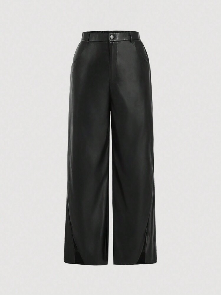 Black Faux Leather Pants | SHEIN