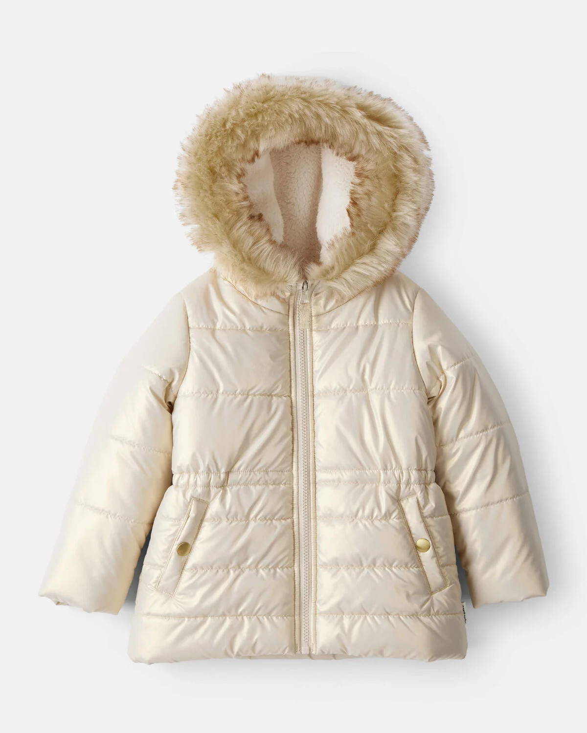 Toddler Girl Hooded Heavyweight Winter Jacket - Cream | Carter's Inc