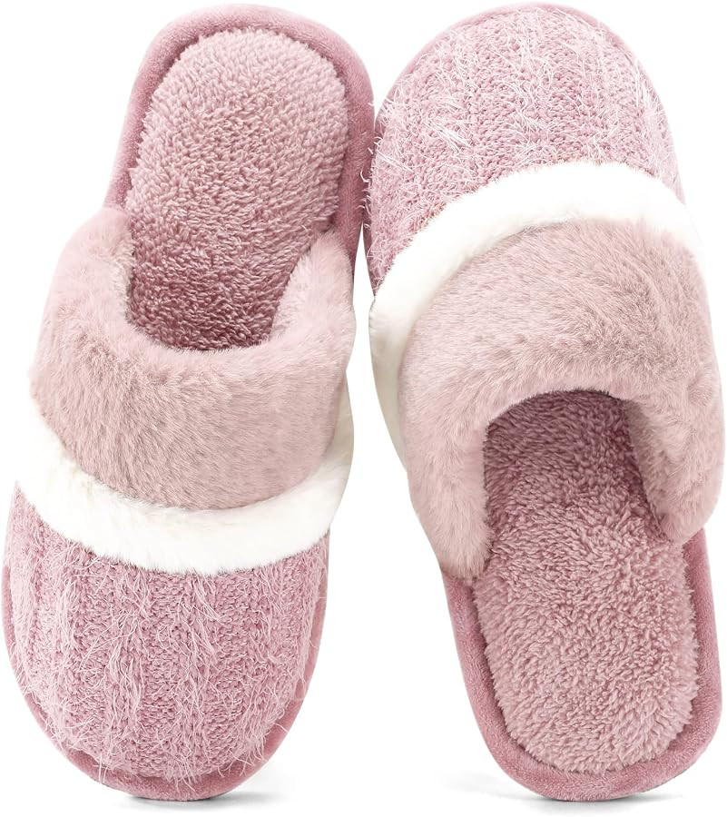 Cozy Slippers for Women Indoor and Outdoor Fuzzy House Shoes with Memory Foam Anti-Skid Sole Gift... | Amazon (US)