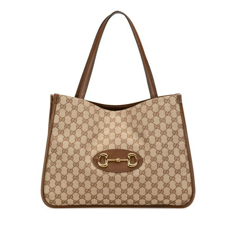 Pre-Owned Gucci GG Canvas Horsebit 1955 Tote Bag 623694 Beige Brown Leather Women's... (Good) | Walmart (US)