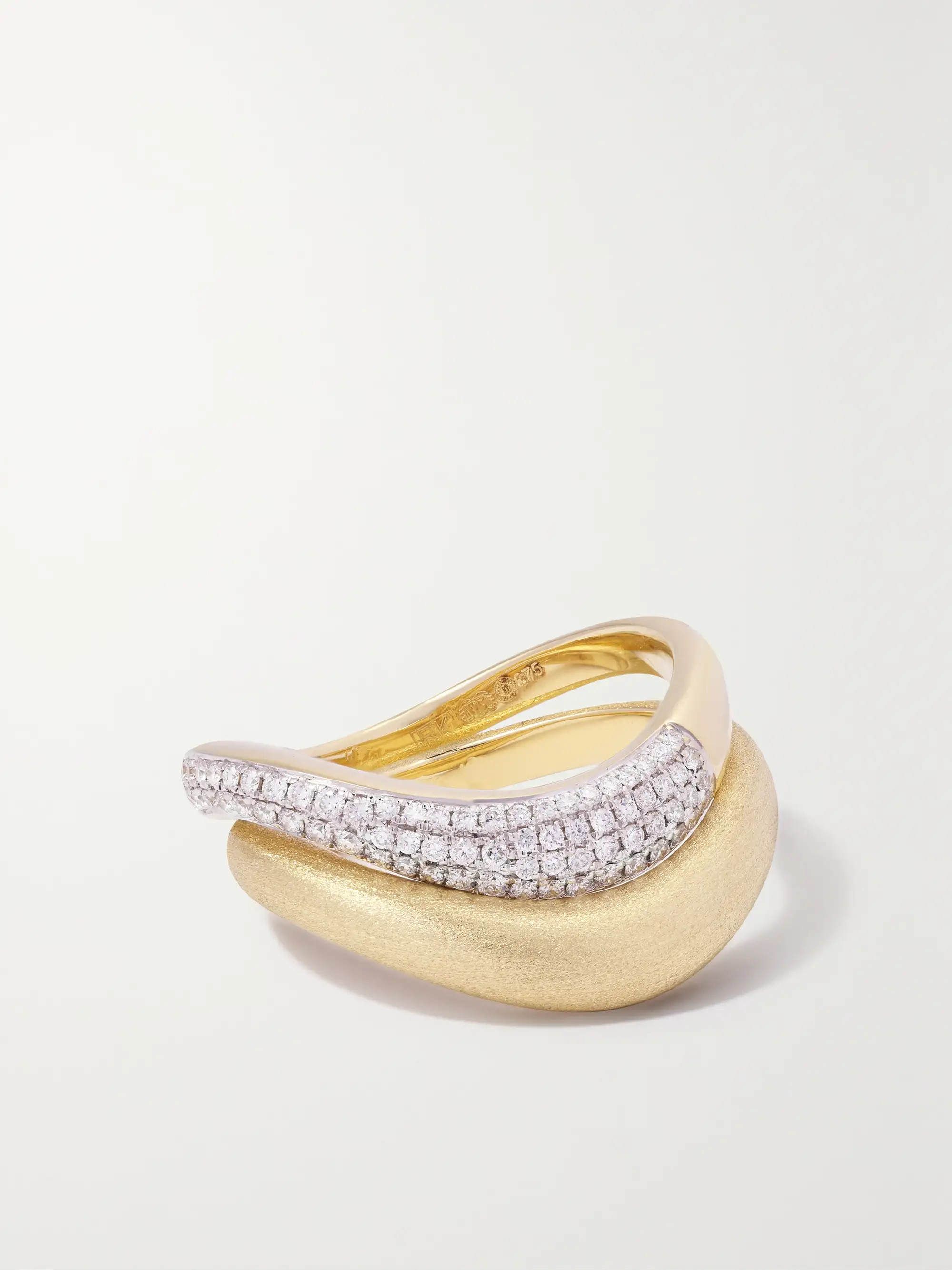 Wave set of two 14-karat gold diamond rings | NET-A-PORTER (US)