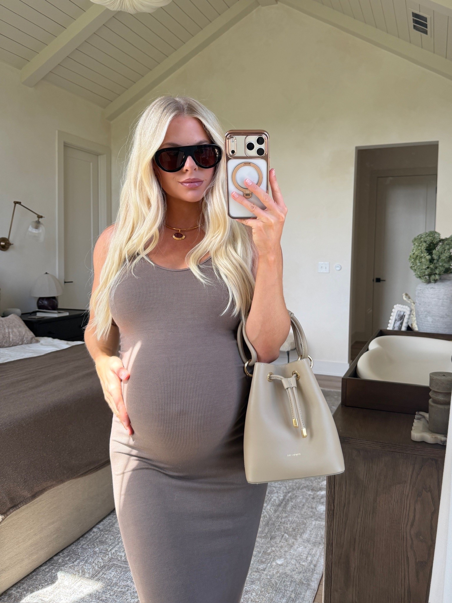 Wearing a medium in dress (sized up for pregnancy), shoes are tts, code KATHLEEN20 for discount on necklace! #kathleenpost

Summer outfit 2026, summer chic look, bump friendly, maternity look

#LTKootd #LTKBump #LTKgrwm